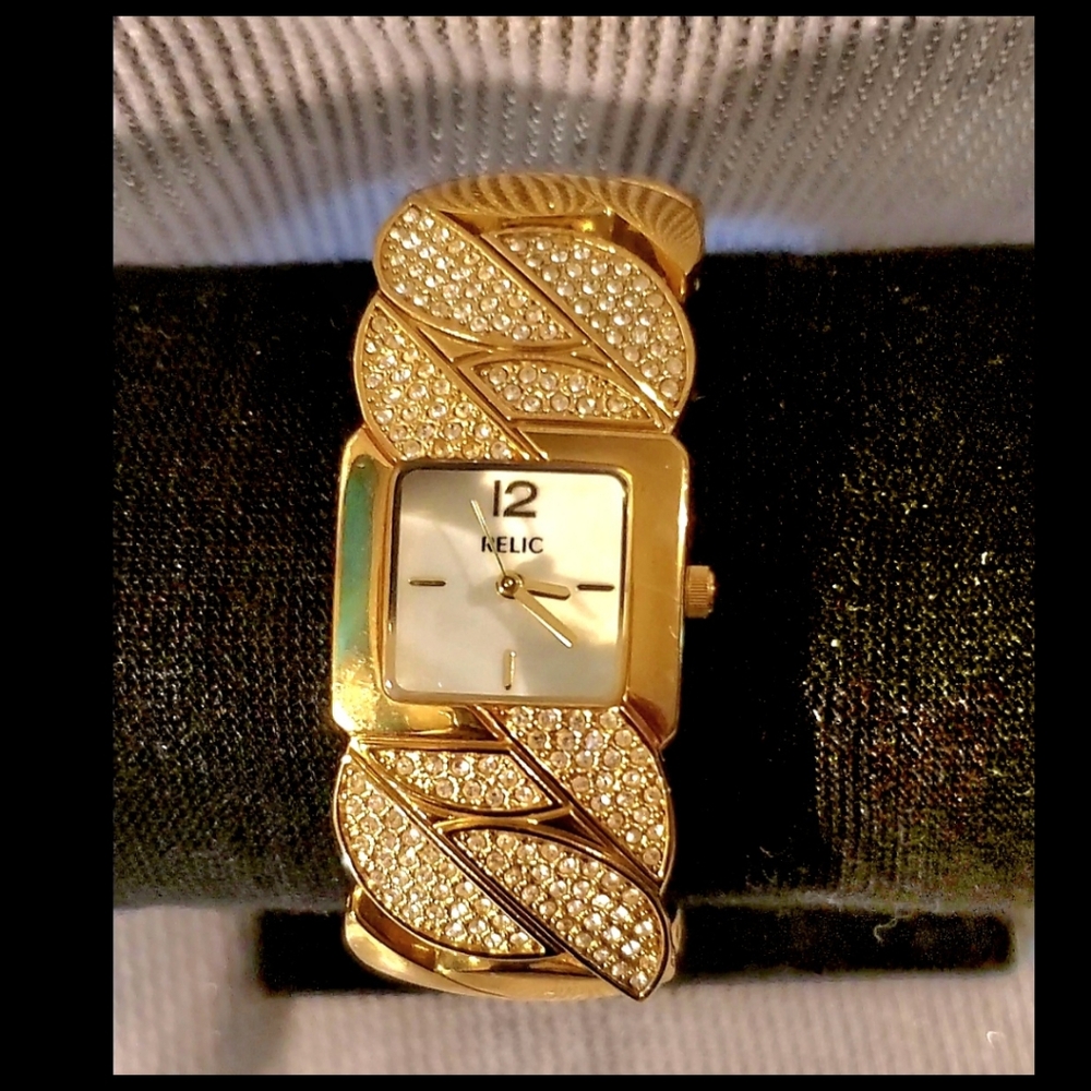 Relic Bracelet Watch Stainless Steel and Rhinestone Diamonds